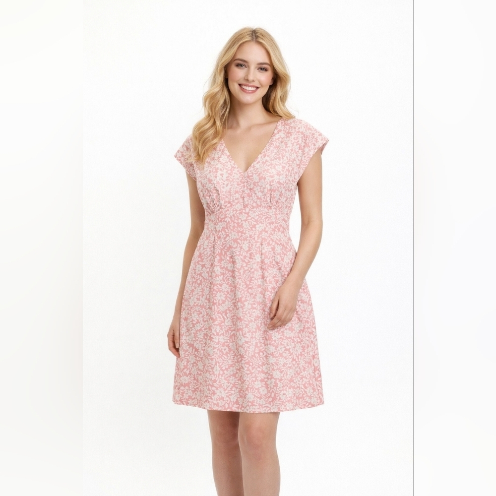 Vintage 100% Silk Isabella Bird Cap Sleeves Feminine Pink Floral Dress Size 4 - Picture 1 of 10